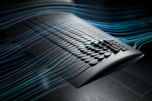 Aeroflexible wing surface with CFD streamlines